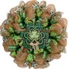 Luxury Handmade Happy St. Patricks Day Deco Mesh Wreath Kiss Me Irish Cut Out Shamrocks Front Door Decor, 24" or 28" view 4