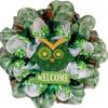 Luxury Handmade St. Patricks Day Deco Mesh Wreath  Irish Welcome Owl Front Door Decor, 24" or 28" view 1