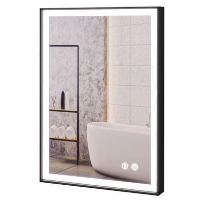 30x40 Inch LED Bathroom Mirror with Lights, Black Frame - 3 Color Modes, Touch Dimmer, Anti-Fog - Wall Mount Lighted Vanity Mirror for Makeup, Dressing Room - Fab Glass and Mirror