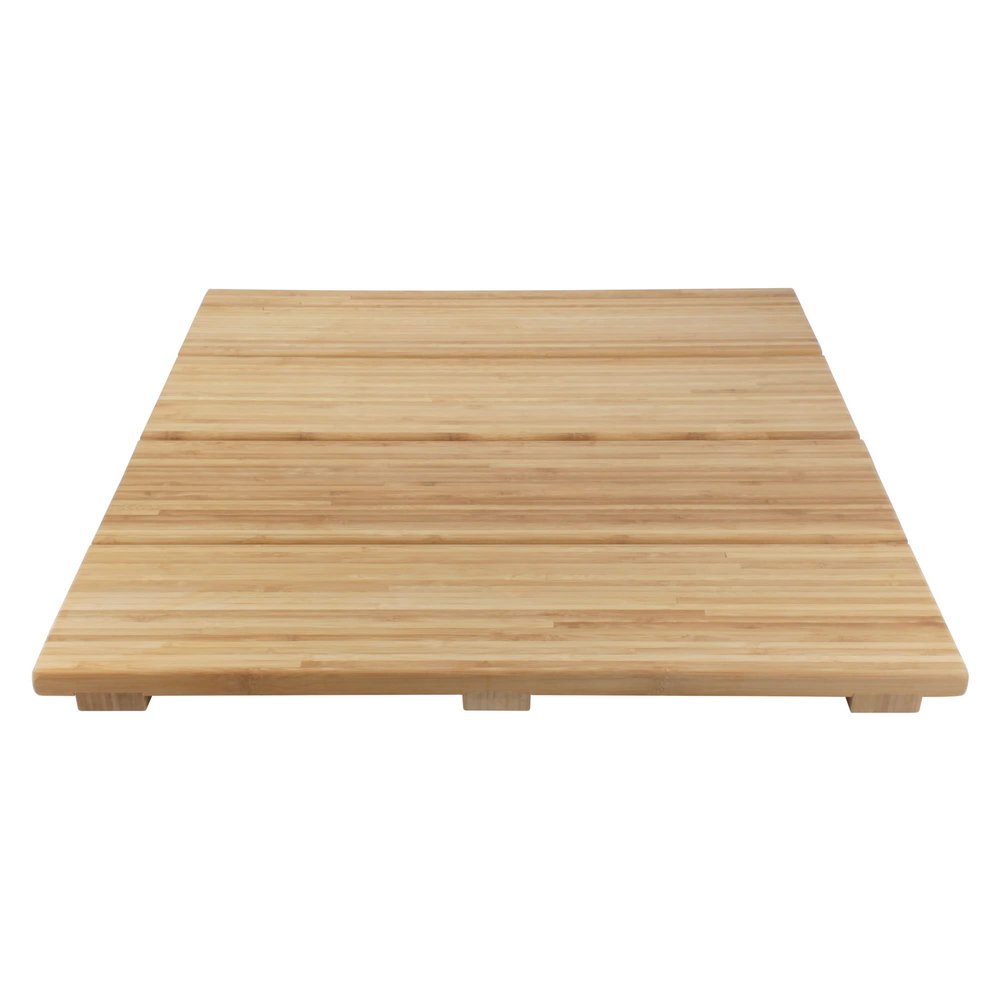 BambooMN Bamboo Bath Mat for Bathroom, Spa, Outdoor Shower, Extra Large Square (24" x 24" x 1.3"), Anti-Slip, Water Resistant Coating - 1 Piece