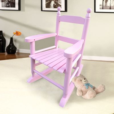 Childs Wood Rocking Chairs Classic Porch Rockers for Boys and Girls Indoor Outdoor Kids Rocking Chair Seats Childrens Furniture Rocker for Nursery Bedroom (A Type-Pink)