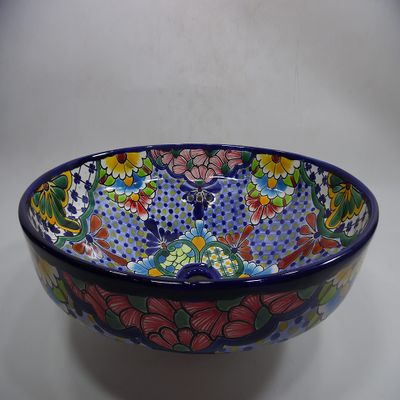 17" TALAVERA SINK drop in (semi-recessed) mexican handmade hand painted ceramic