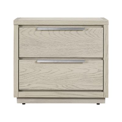 Armen Living Abbey 2 Drawer Nightstand in Grey Oak Wood