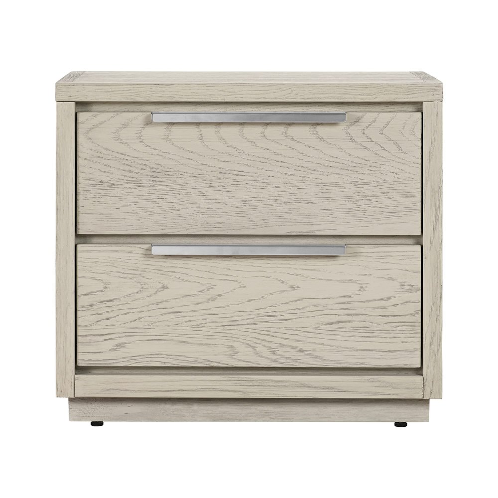 Armen Living Abbey 2 Drawer Nightstand in Grey Oak Wood