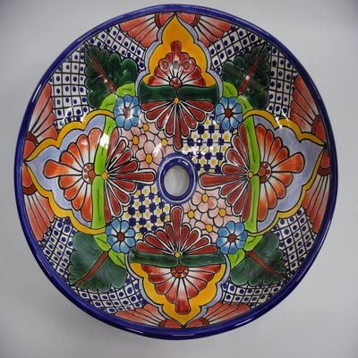 17" TALAVERA SINK drop in (semi-recessed) mexican handmade hand painted ceramic