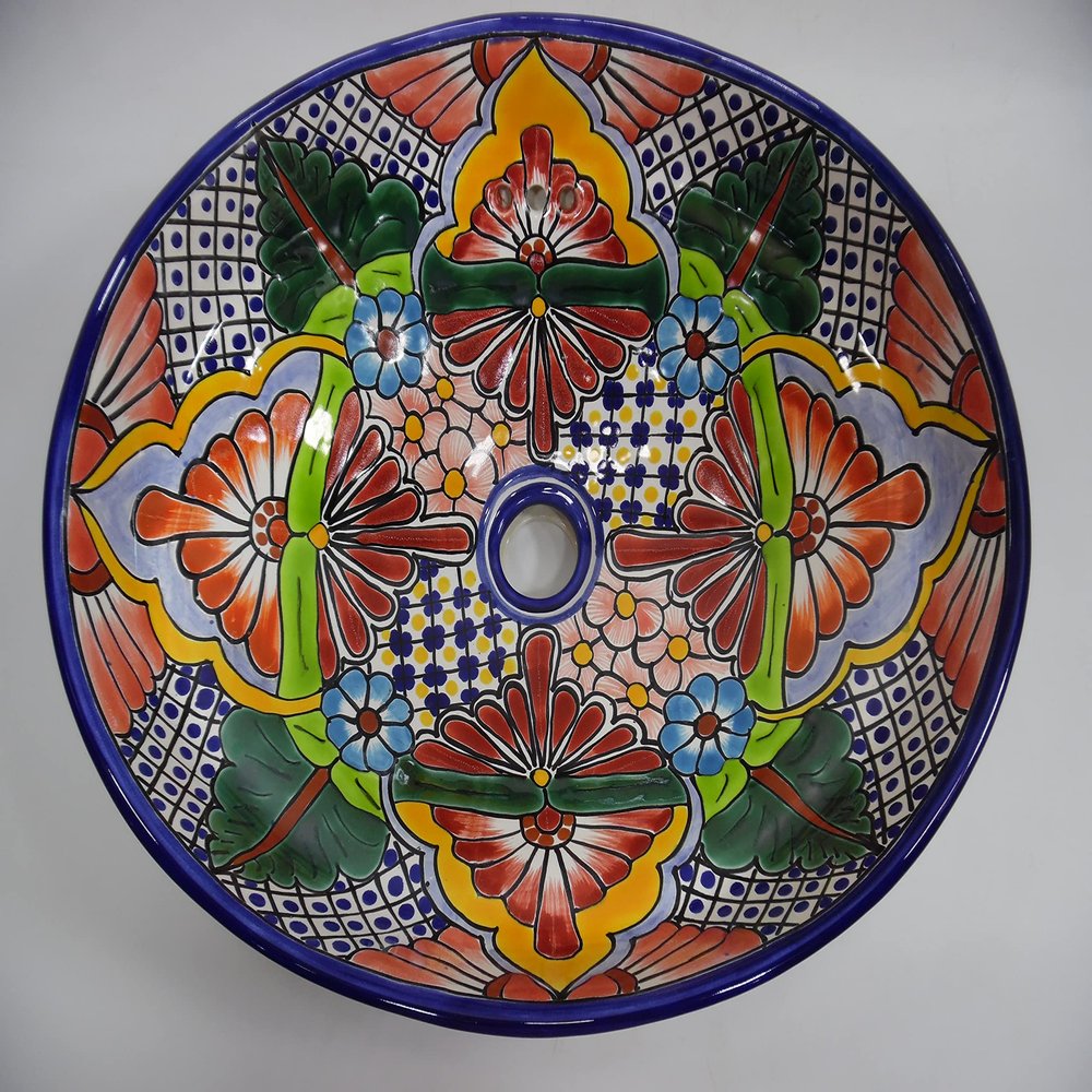 17" TALAVERA SINK drop in (semi-recessed) mexican handmade hand painted ceramic