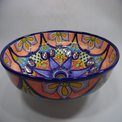 17" TALAVERA SINK drop in (semi-recessed) mexican handmade hand painted ceramic