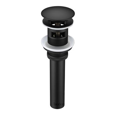 Luxier Brass Bathroom Sink Pop-Up Drain Stopper for Vessel and Vanity Sinks with Overflow in Matte Black, DS02-TM
