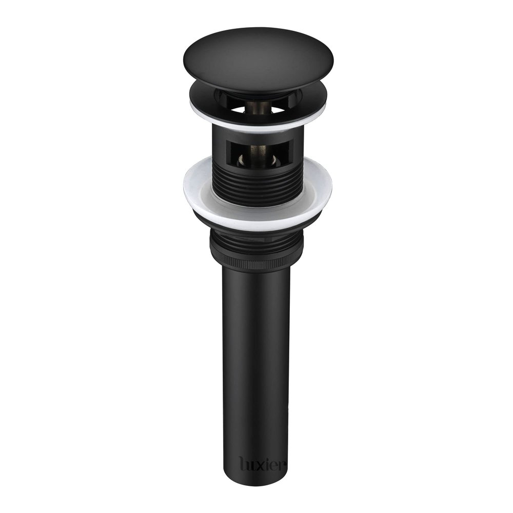 Luxier Brass Bathroom Sink Pop-Up Drain Stopper for Vessel and Vanity Sinks with Overflow in Matte Black, DS02-TM