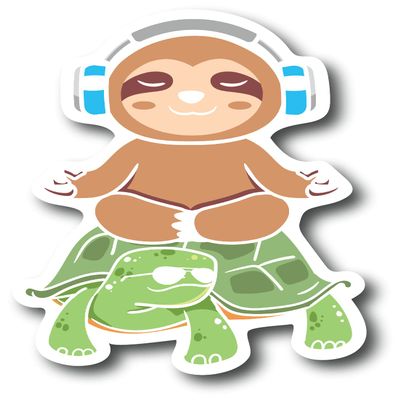 Sloth Turtle 5 Inch Waterproof Decal Sticker Wall Window Vegan Music Headphones Bee Vegetarian Pride Natural Hippie Green Art Artistic Peta Homemade Nuts Sunflower Tie Dye Peace Kosher Tofu Feminist CS1476-2PK