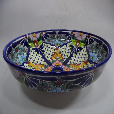 17" TALAVERA SINK drop in (semi-recessed) mexican handmade hand painted ceramic