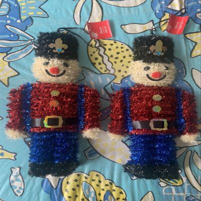 2pk Christmas Themed Tinsel Nutcracker Hanging Wall Decor, 15x6.75 in.