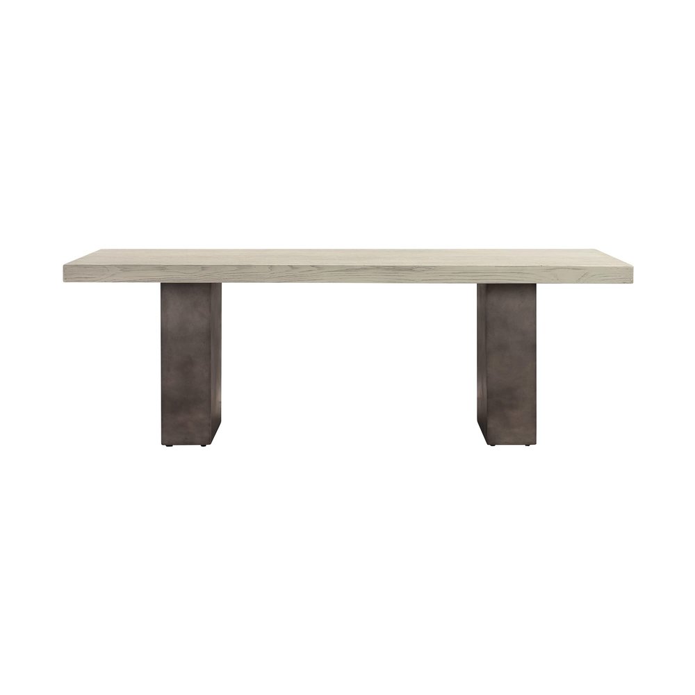 Armen Living Abbey Concrete and Grey Oak Wood Coffee Table