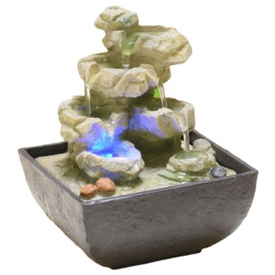 Indoor Tabletop Fountains Office Home Feng Shui Wheel Ornament Flowing Water Small Fountain Decoration Creative Desktop Rockery Desktop Decoration Decoration Meditation Fountain