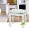 White Dressing Stool Piano Stool Wooden Dining Stool Sofa Stool Rubber Wood Stool Legs Cloth Fabric (Color : White, Size : 40x30x45cm) view 2