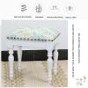 White Dressing Stool Piano Stool Wooden Dining Stool Sofa Stool Rubber Wood Stool Legs Cloth Fabric (Color : White, Size : 40x30x45cm) view 4