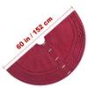 Starry Dynamo 60-Inch Cable Sweater Knit Christmas Tree Skirt with Wooden Toggles, Burgundy view 3