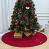 Starry Dynamo 60-Inch Cable Sweater Knit Christmas Tree Skirt with Wooden Toggles, Burgundy view 4