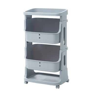 WXHC Cart Rack Bathroom Kitchen Vegetable Storage Rack Bathroom Multi-Layer Bedroom Bedside Storage Rack (Color : Gray, Size : Small)