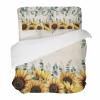 YESOF66 Zipper Duvet Cover Set Soft Comforter Cover Set for Girls Boys,Farmhouse Sunflowers Eucalyptus Leaves Linen Daisy Bedding Sets Twill Plush Bed Sheet Set,King Size view 1