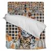 YESOF66 Zipper Duvet Cover Set Soft Comforter Cover Set for Girls Boys,Thanksgiving Cute Cat Pumpkin Leaves Black Buffalo Plaid Daisy Bedding Sets Twill Plush Bed Sheet Set,Twin Size view 1