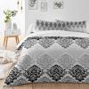 YESOF66 Zipper Duvet Cover Set Soft Comforter Cover Set for Girls Boys,Luxury Boho Black Flowers Gradient Pattern Daisy Bedding Sets Twill Plush Bed Sheet Set,King Size view 3