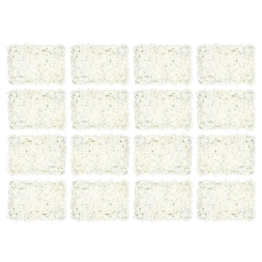 20 PCS Flower Wall Panel Artificial Flowers Wall Decoration 24" x 16" Decorative Hydrangea Flower Panels Wall for Home Party Wedding Christmas Festival Photo Backgdrop Decor (20PCS, White)