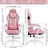 HOFFREE Pink Gaming Chair with Bluetooth Speakers and LED RGB Lights Cute Ergonomic Massage Computer Gaming Chair with Footrest High Back Video Game Chair with Lumbar Support Pink and White view 3
