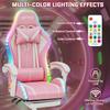 HOFFREE Pink Gaming Chair with Bluetooth Speakers and LED RGB Lights Cute Ergonomic Massage Computer Gaming Chair with Footrest High Back Video Game Chair with Lumbar Support Pink and White view 4