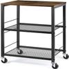 LIANTRAL 3 Tier Rolling Cart, Brown Kitchen Carts on Wheels with Storage, Multifunctional Utility Cart for Kitchen, Bathroom, Living Room, Bar, Office view 1
