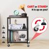 LIANTRAL 3 Tier Rolling Cart, Brown Kitchen Carts on Wheels with Storage, Multifunctional Utility Cart for Kitchen, Bathroom, Living Room, Bar, Office view 4