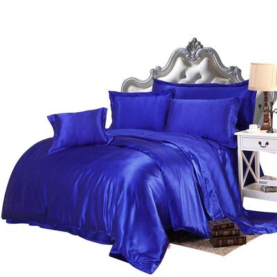 Yarns of Cotton 7 PC All Season Silky Satin Comforter+Sheet Set Oversized King Size Luxury Bedding Sets Wrinkle Free & Breathable Set Durable Satin Bedding Set (Royal Blue, Oversized King)