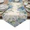 Table Runner 36 inches Long Farmhouse Eucalyptus Blue Hydrangea Plants Linen Non-Slip Washable Burlap Table Linens for Family Dinner, Outdoor or Indoor Parties, Wedding, Gathering Table Decorations view 1