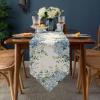 Table Runner 36 inches Long Farmhouse Eucalyptus Blue Hydrangea Plants Linen Non-Slip Washable Burlap Table Linens for Family Dinner, Outdoor or Indoor Parties, Wedding, Gathering Table Decorations view 2