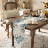 Table Runner 36 inches Long Farmhouse Eucalyptus Blue Hydrangea Plants Linen Non-Slip Washable Burlap Table Linens for Family Dinner, Outdoor or Indoor Parties, Wedding, Gathering Table Decorations view 4