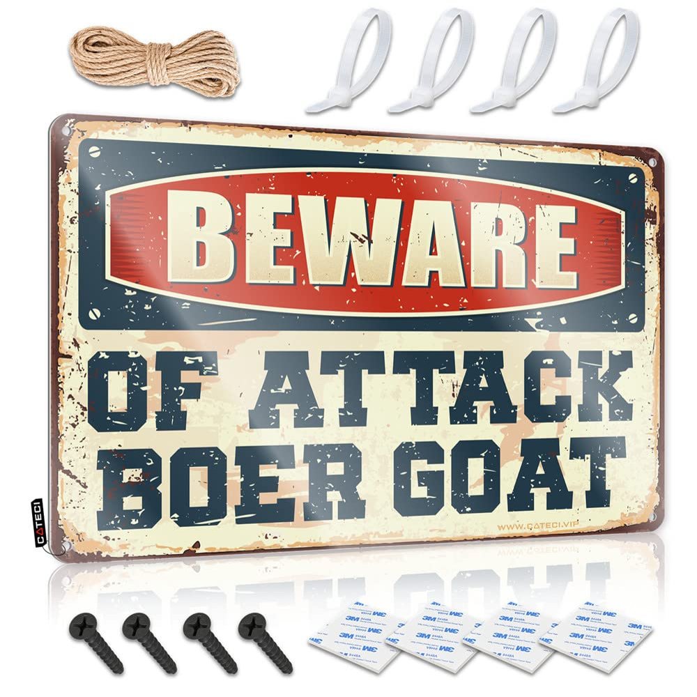 gaeruite Security Signs for House Beware of Attack Boer Goat Metal Sign No Treaspassing Signs Metal No Tresspass Signs (Size : 30X40CM)