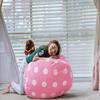 WEKAPO Stuffed Animal Storage Bean Bag Chair Cover for Kids | Stuffable Zipper Beanbag for Organizing Children Plush Toys Large Premium Cotton Canvas (Pink Dot, XX-Large) view 4