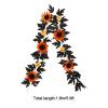 2PCS Artificial Black Maple Leaf Garlands, 6FT Halloween Garland with Maple Leaf Pumpkin and Sunflowers, Hanging Black Leaf Vines for Halloween Thanksgiving Wedding Home Decor view 3