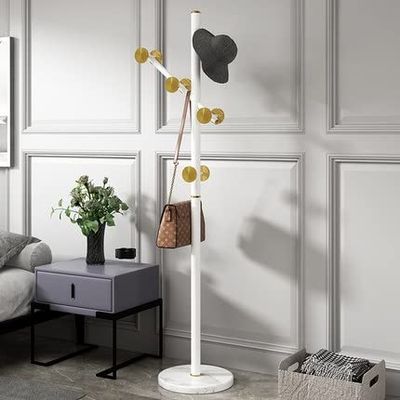 Coat Rack Coat Rack Organizer Rack Coat Rack Household Stainless Steel Metal Hanger Modern Single Pole Vertical Coat Stand Nine Hooks Can Put Coats Hats Wallets Hat And Umbrella Rack ( Color : B )