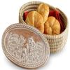 Bread Warmer Basket with Stone - Bread Baskets for Serving Rolls Warming Tortilla, Gift for Bakers Sourdough, Hostess Gifts New Home, Mom Dad Birthday view 1