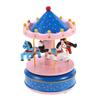 Carousel Music Box, Wooden Carousel Music Box 3- Horse Figurine Rotating Music Box Merry- Go- Round Wooden Musical Box for Christmas Birthday Valentines (Style 3, Pink Blue) view 1