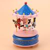 Carousel Music Box, Wooden Carousel Music Box 3- Horse Figurine Rotating Music Box Merry- Go- Round Wooden Musical Box for Christmas Birthday Valentines (Style 3, Pink Blue) view 4