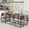 TANGZON 3-Piece Dining Table Set, Metal Frame Kitchen Table and 2 Chairs with Non-Slip Foot Pads, Space Saving Breakfast Bar Table Chairs Sets for Home, Kitchen, Living Room & Restaurant (Antique) view 2