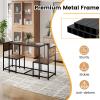 TANGZON 3-Piece Dining Table Set, Metal Frame Kitchen Table and 2 Chairs with Non-Slip Foot Pads, Space Saving Breakfast Bar Table Chairs Sets for Home, Kitchen, Living Room & Restaurant (Antique) view 3