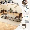 TANGZON 3-Piece Dining Table Set, Metal Frame Kitchen Table and 2 Chairs with Non-Slip Foot Pads, Space Saving Breakfast Bar Table Chairs Sets for Home, Kitchen, Living Room & Restaurant (Antique) view 4
