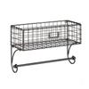 Metal Paper Towel Holder Wall Mount. Towel Bar with Basket Storage Organizer for Kitchen Bathroom, Gray, 14" W x 5.7" D view 1