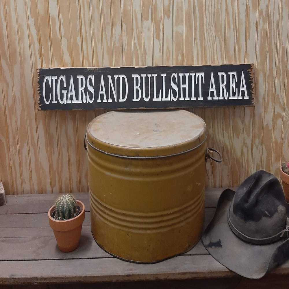 AFTWO Cigars and Bullshit Area Rustic Carved Wood Sign/Man Cave/Porch/dcor/Patio/Garage/BBQ/Bar Decor Wooden Signs with Sayings 4x16 Inch