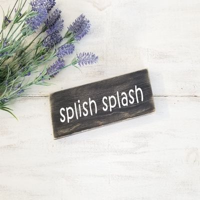 AFTWO Splish Splash Sign, Bathroom Decor, Funny Bathroom Signs, Rustic Wood Sign, Kids Decor Decor Wooden Signs with Sayings 4x16 Inch