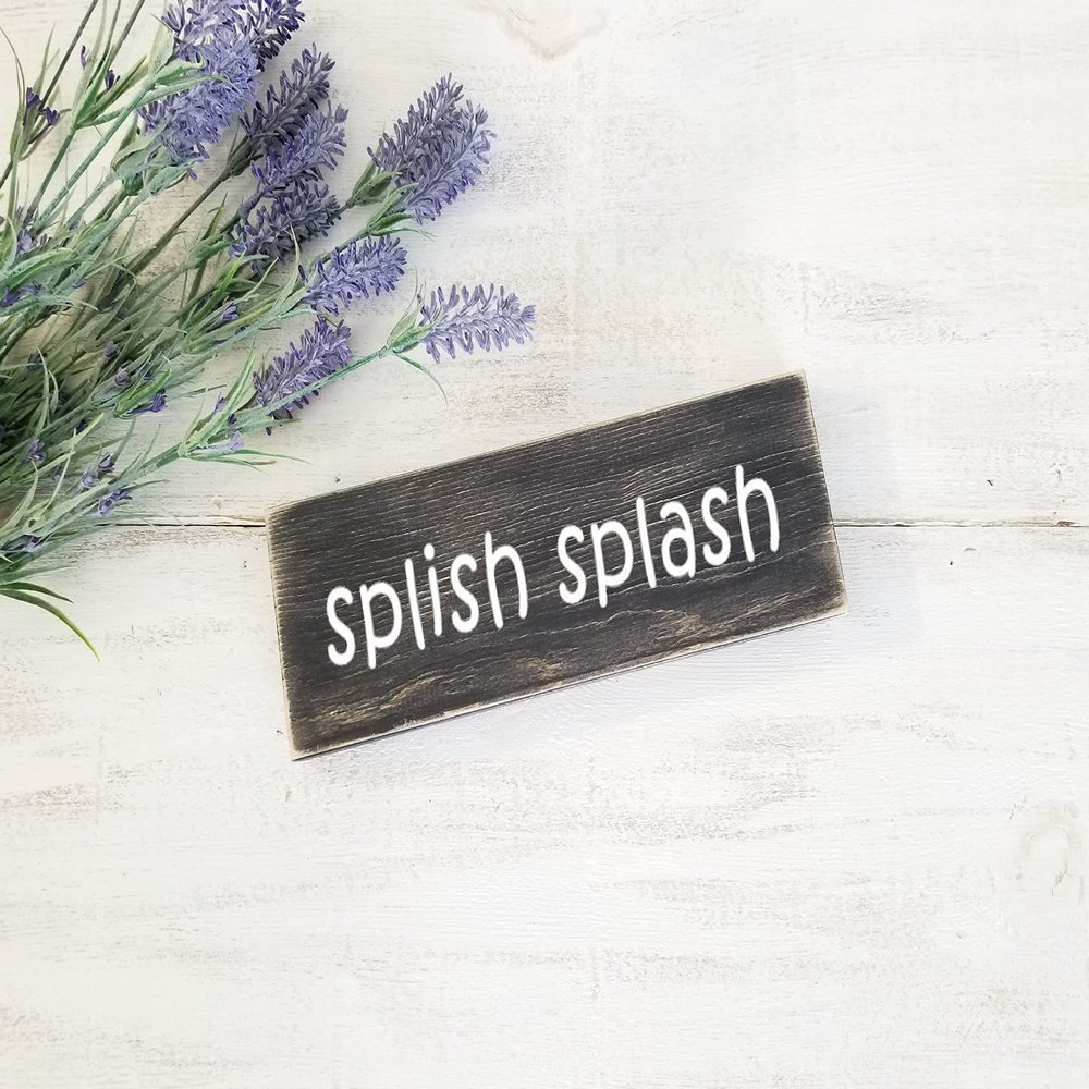 AFTWO Splish Splash Sign, Bathroom Decor, Funny Bathroom Signs, Rustic Wood Sign, Kids Decor Decor Wooden Signs with Sayings 4x16 Inch