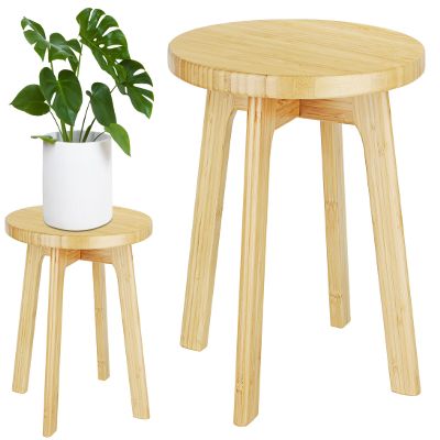 Bamboo Wooden Step Stool - Portable Stool - Foot Stool Bed Steps for High Beds for Adults Holds Up to 350lbs Sturdy Kids Step Stools for Kitchen Bathroom Bedroom Toilet (Large Round)